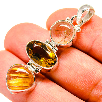 Rutilated Quartz, Mandarin Citrine Pendants handcrafted by Ana Silver Co - PD757812