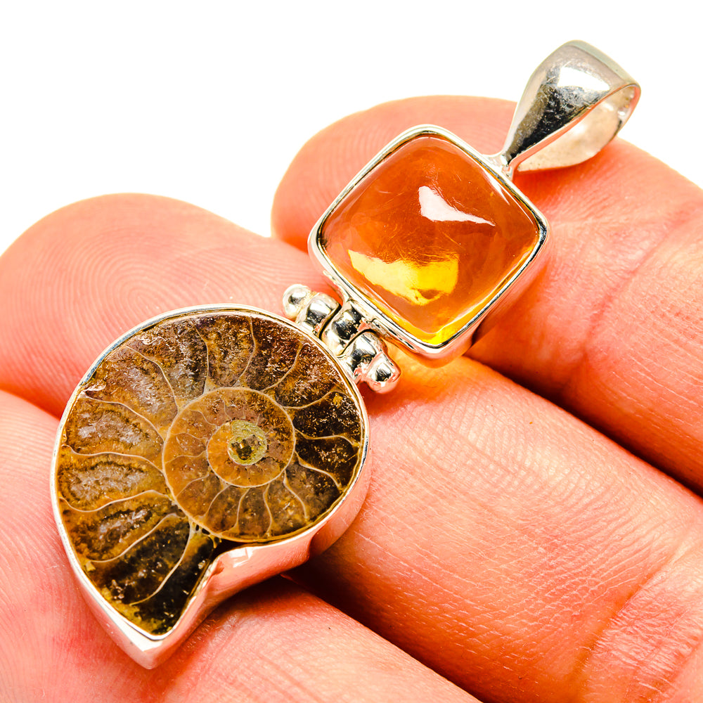 Ammonite Fossil, Citrine Pendants handcrafted by Ana Silver Co - PD757813