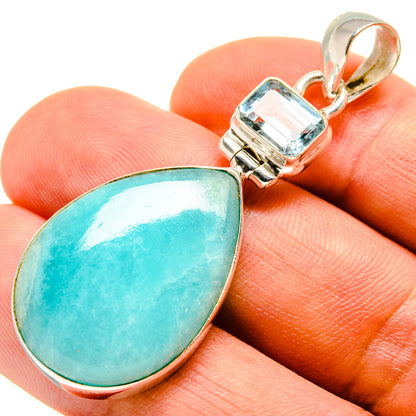 Peruvian Amazonite, Blue Topaz Pendants handcrafted by Ana Silver Co - PD757815