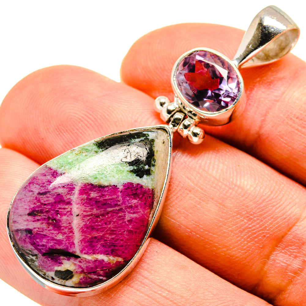 Ruby Zoisite, Amethyst Pendants handcrafted by Ana Silver Co - PD757816