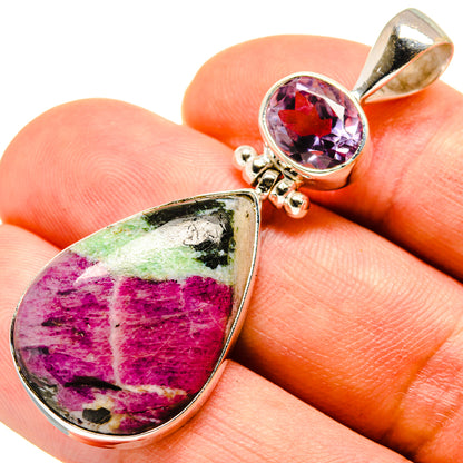 Ruby Zoisite, Amethyst Pendants handcrafted by Ana Silver Co - PD757816