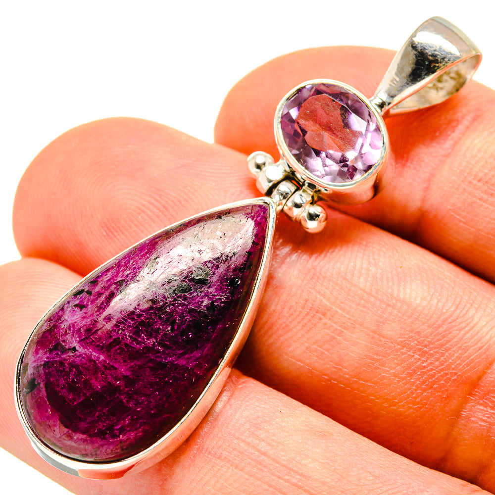 Ruby Zoisite, Amethyst Pendants handcrafted by Ana Silver Co - PD757817