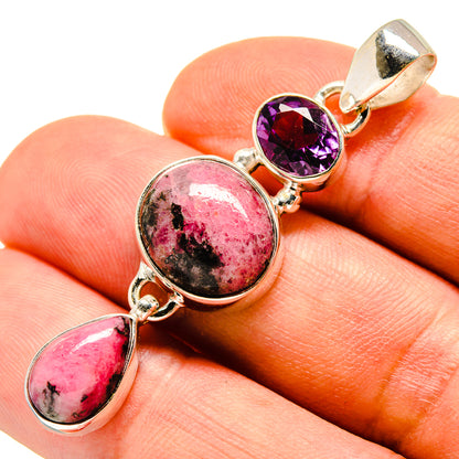 Rhodonite, Amethyst Pendants handcrafted by Ana Silver Co - PD757818