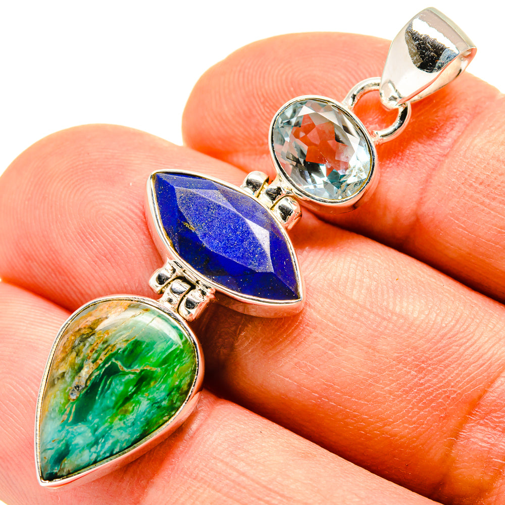Peruvian Opal, Lapis Lazuli, Blue Topaz Pendants handcrafted by Ana Silver Co - PD757824