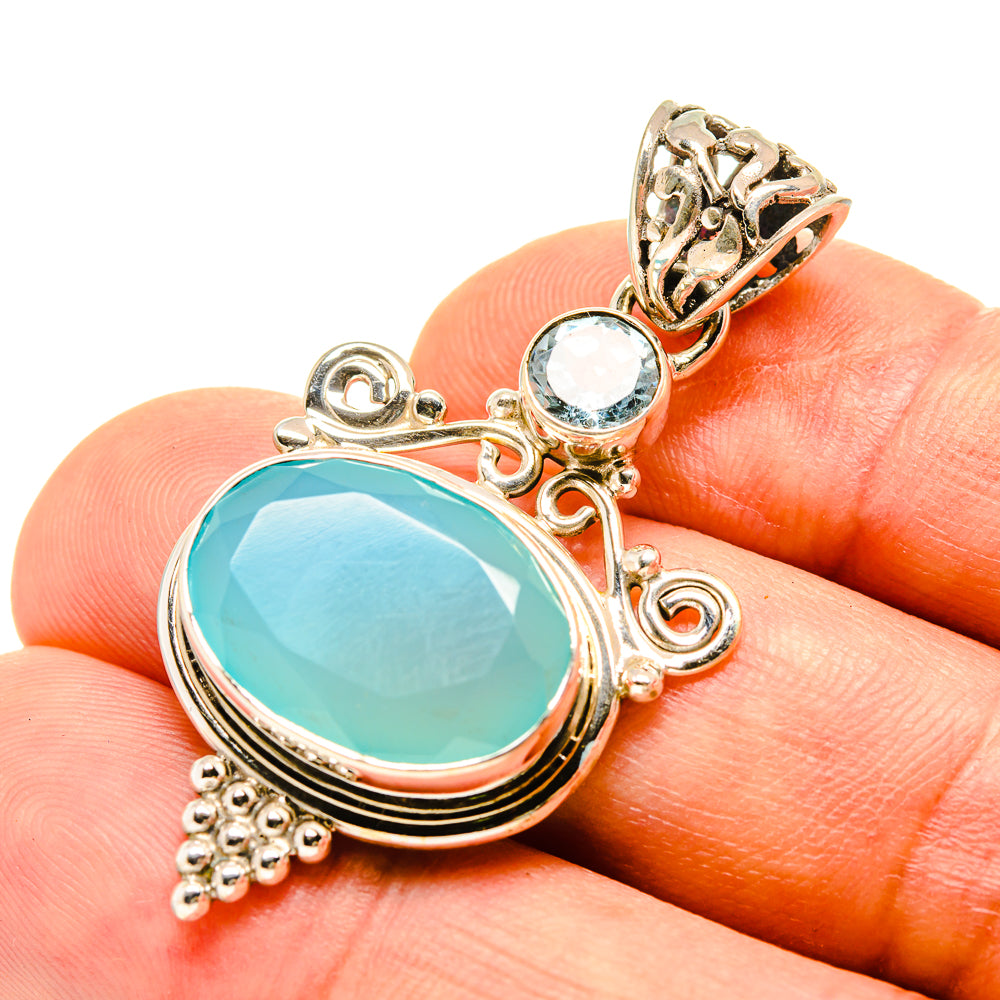 Aqua Chalcedony Pendants handcrafted by Ana Silver Co - PD757829