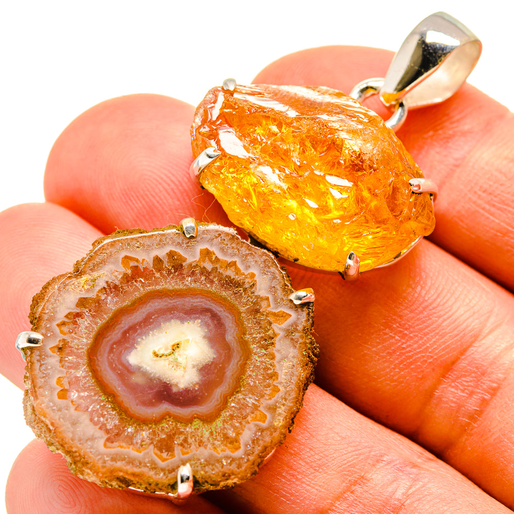 Orange Solar Quartz Pendants handcrafted by Ana Silver Co - PD757864