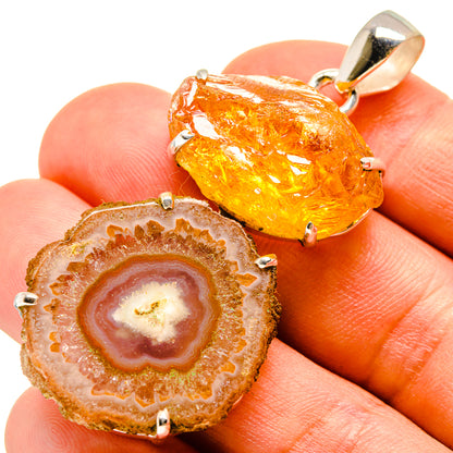 Orange Solar Quartz Pendants handcrafted by Ana Silver Co - PD757864