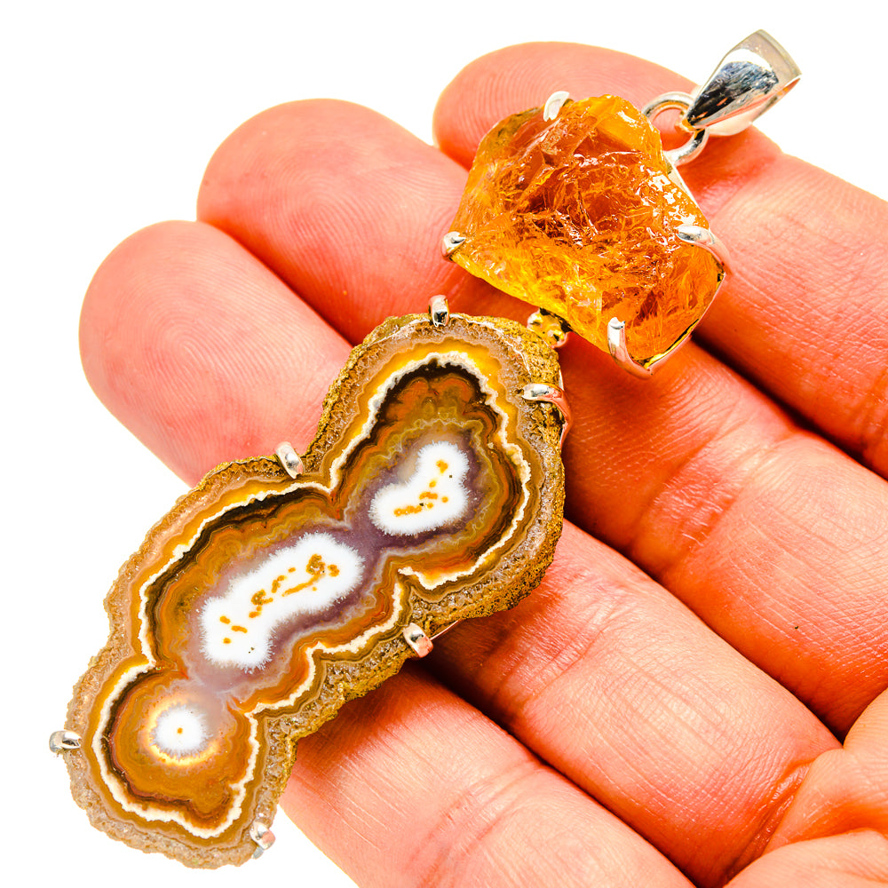 Orange Solar Quartz Pendants handcrafted by Ana Silver Co - PD757875