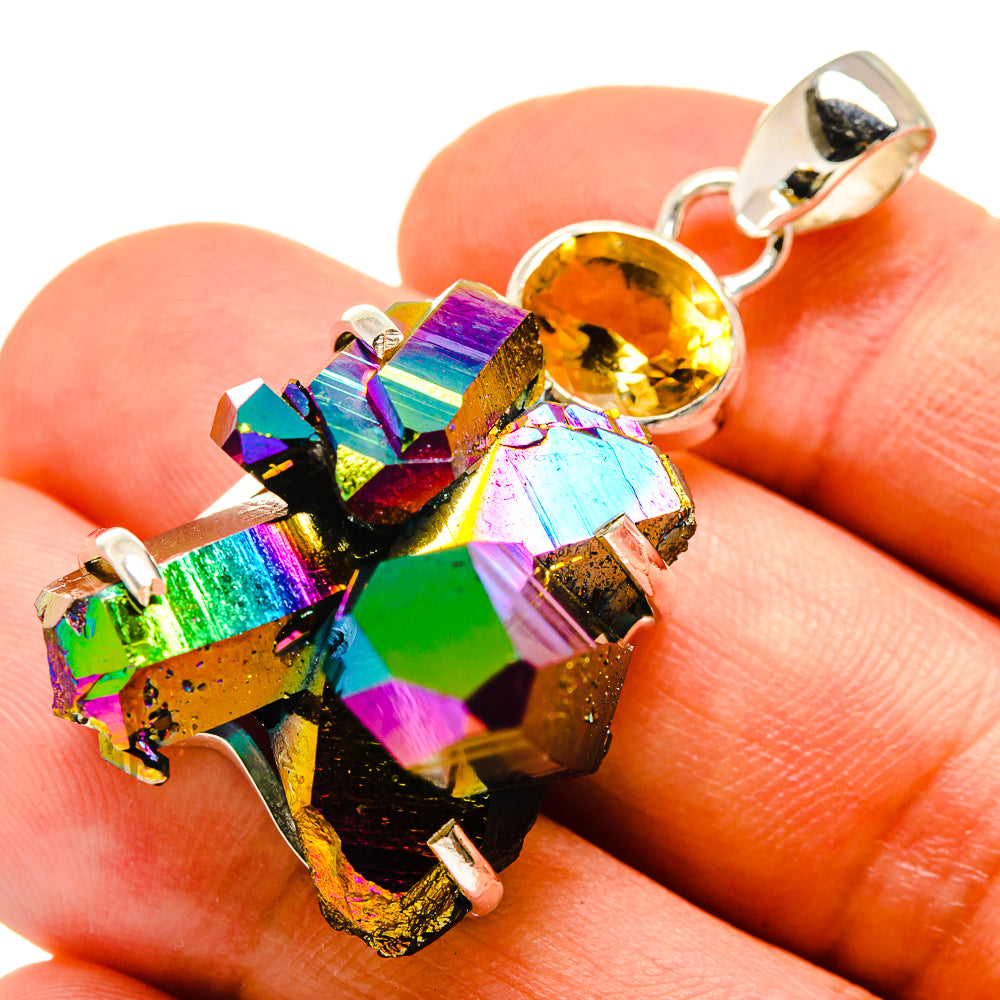 Titanium Sunshine Druzy Pendants handcrafted by Ana Silver Co - PD757876