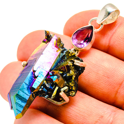 Titanium Sunshine Druzy Pendants handcrafted by Ana Silver Co - PD757877