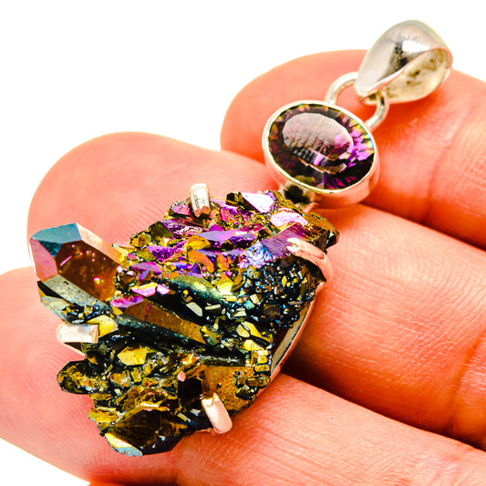 Titanium Sunshine Druzy Pendants handcrafted by Ana Silver Co - PD757878