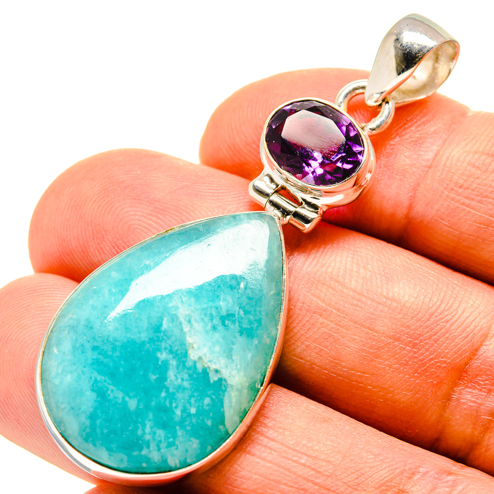 Peruvian Amazonite Pendants handcrafted by Ana Silver Co - PD757963