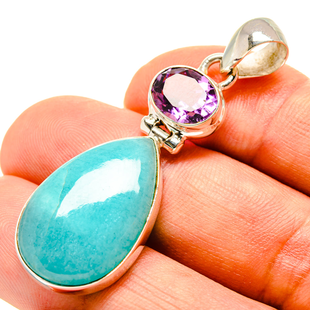 Peruvian Amazonite Pendants handcrafted by Ana Silver Co - PD757973