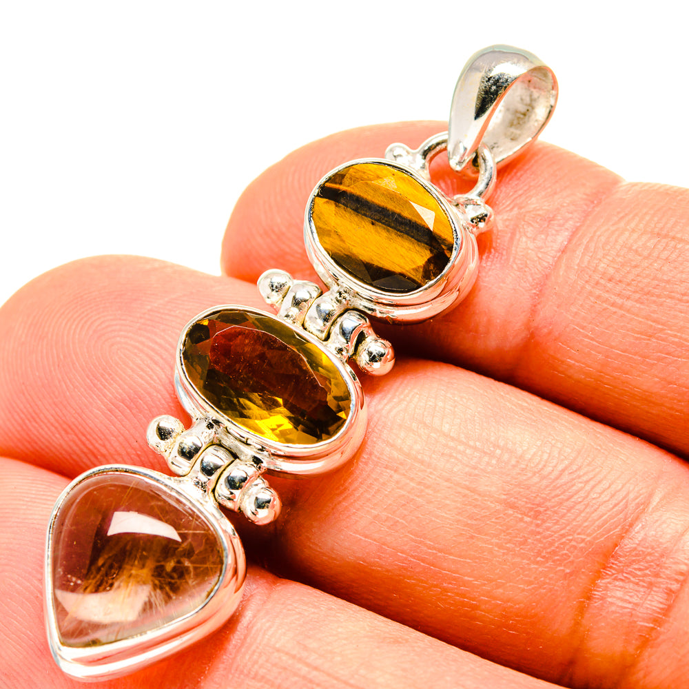 Rutilated Quartz Pendants handcrafted by Ana Silver Co - PD758013