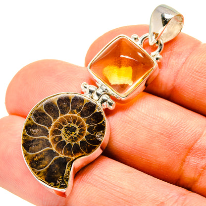 Ammonite Fossil Pendants handcrafted by Ana Silver Co - PD758026