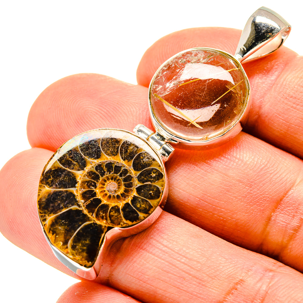 Ammonite Fossil Pendants handcrafted by Ana Silver Co - PD758084