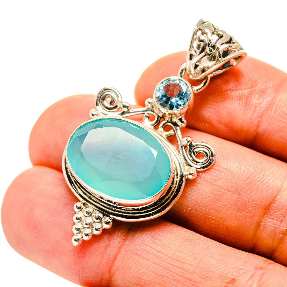 Aqua Chalcedony Pendants handcrafted by Ana Silver Co - PD758098