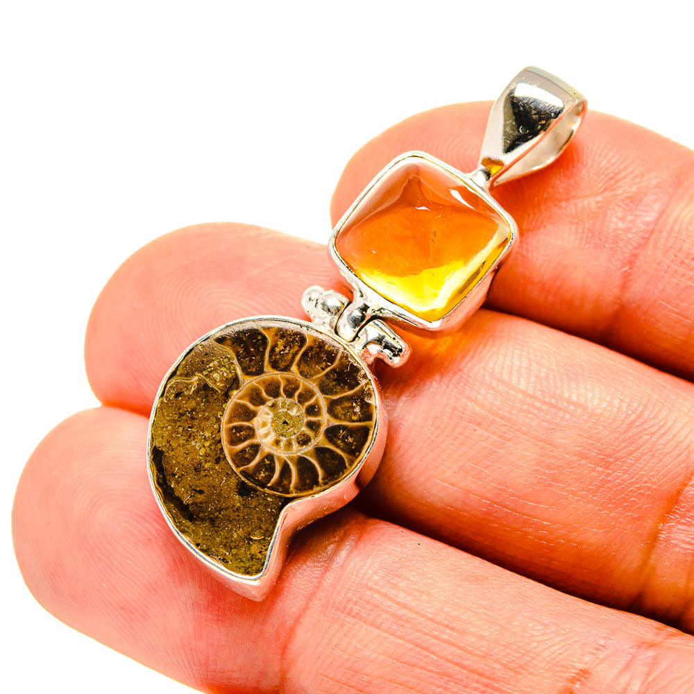 Ammonite Fossil Pendants handcrafted by Ana Silver Co - PD758106