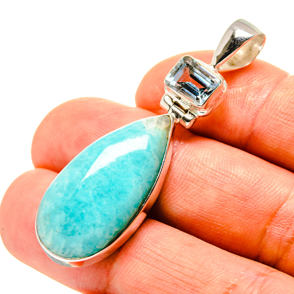 Peruvian Amazonite Pendants handcrafted by Ana Silver Co - PD758151