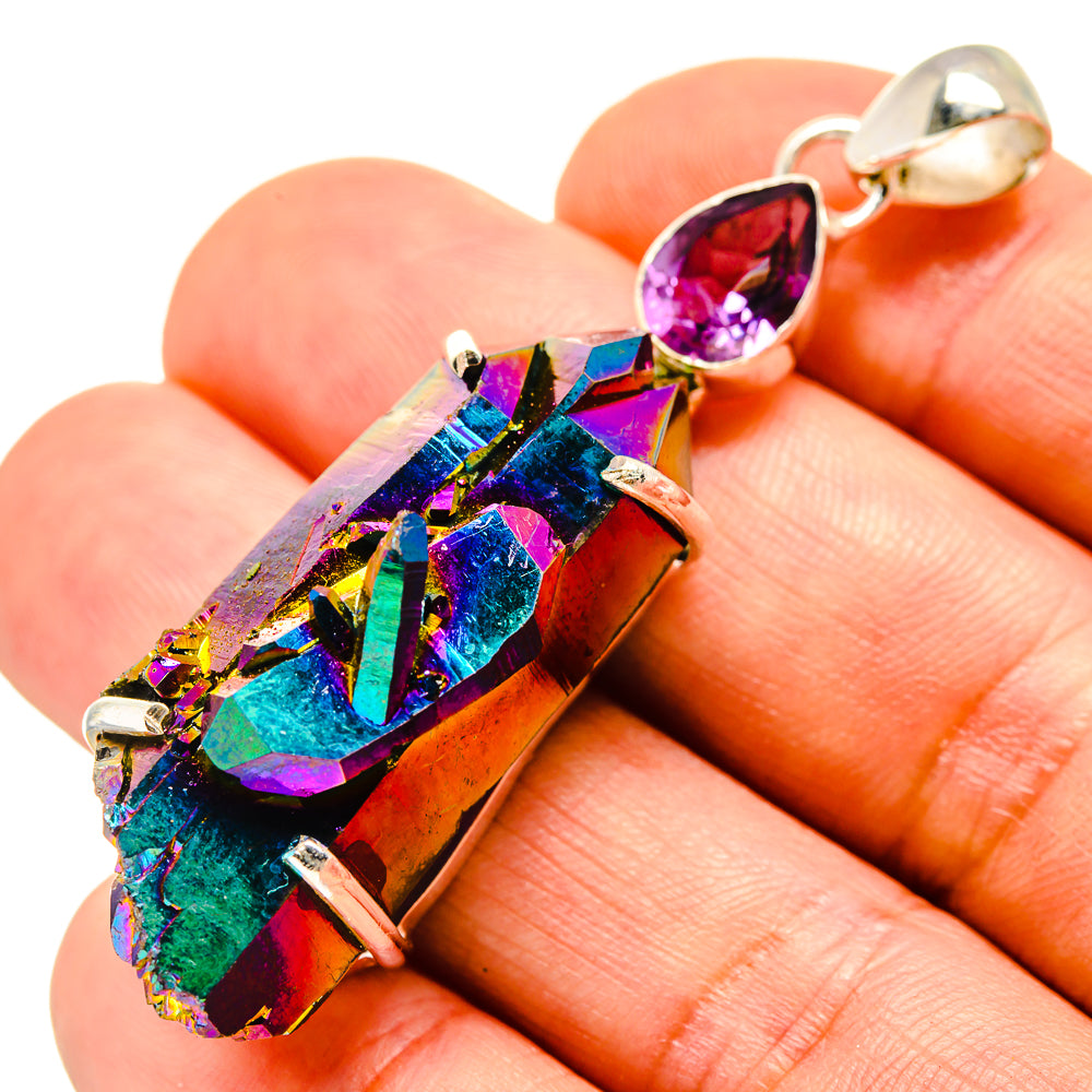 Titanium Sunshine Druzy Pendants handcrafted by Ana Silver Co - PD758166