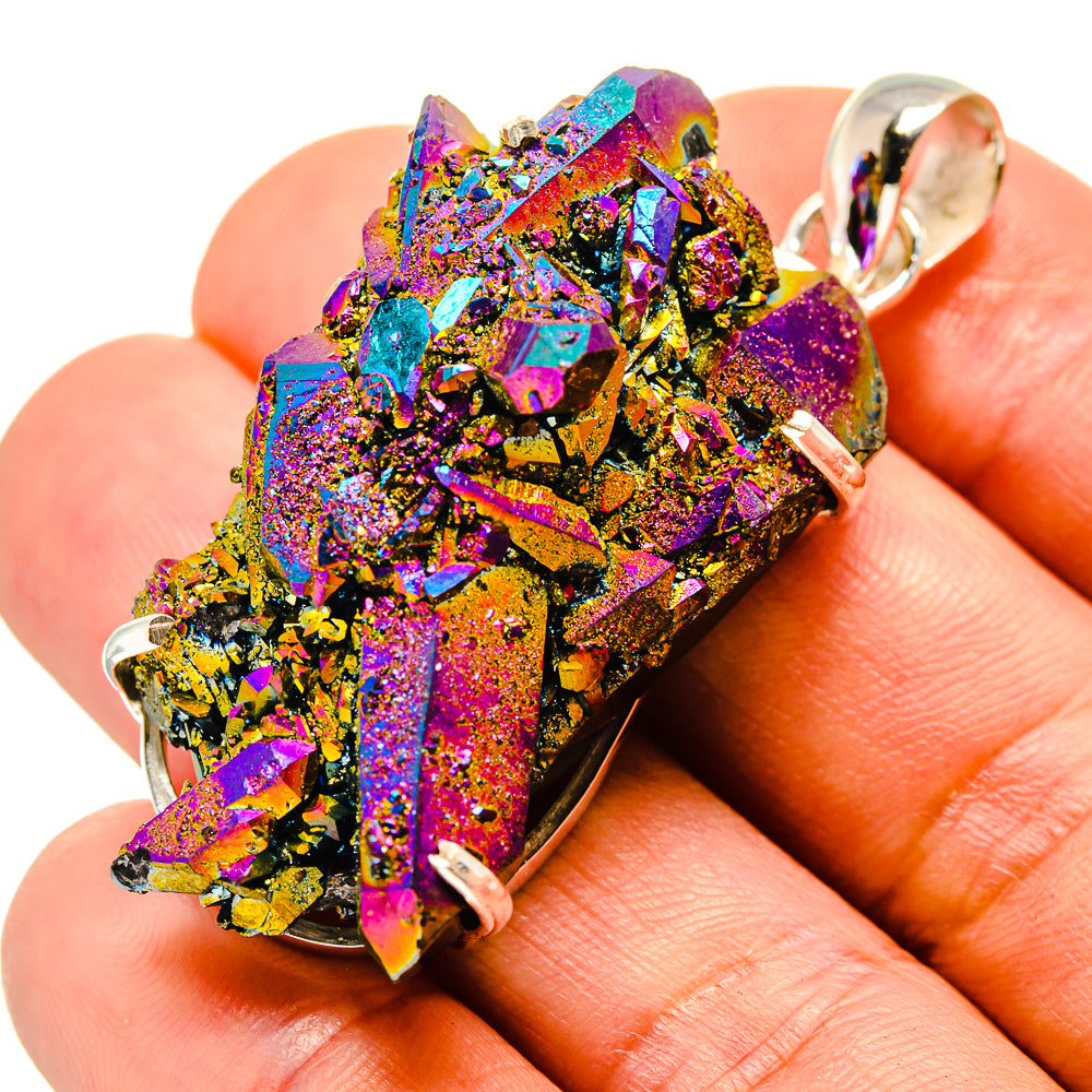 Titanium Sunshine Druzy Pendants handcrafted by Ana Silver Co - PD758181