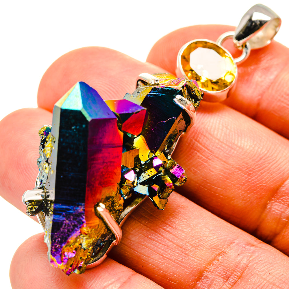 Titanium Sunshine Druzy Pendants handcrafted by Ana Silver Co - PD758182