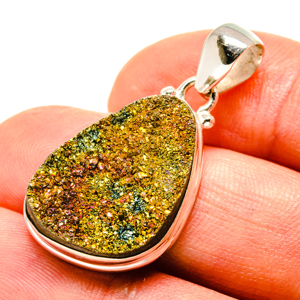 Spectro Pyrite Druzy Pendants handcrafted by Ana Silver Co - PD758230