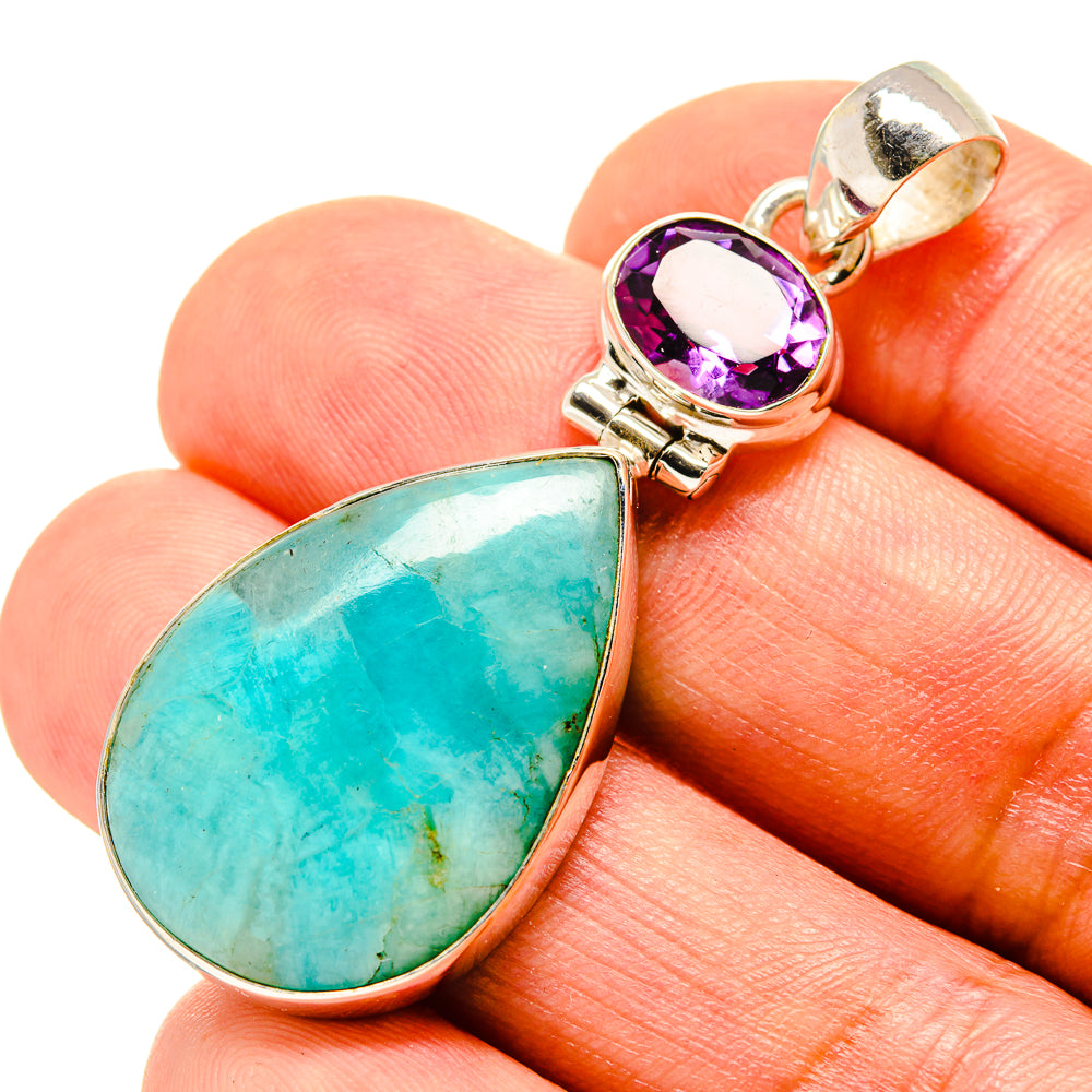Peruvian Amazonite Pendants handcrafted by Ana Silver Co - PD758244