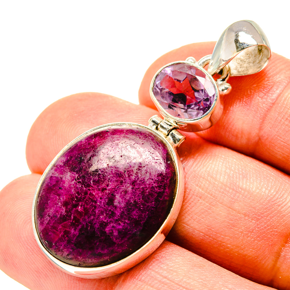 Ruby Zoisite Pendants handcrafted by Ana Silver Co - PD758253
