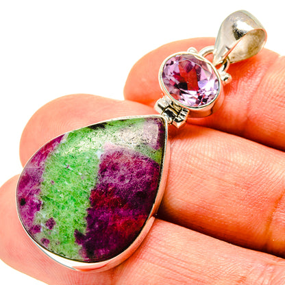 Ruby Zoisite Pendants handcrafted by Ana Silver Co - PD758255