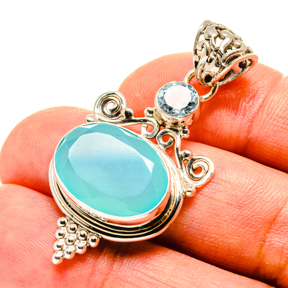 Aqua Chalcedony Pendants handcrafted by Ana Silver Co - PD758281