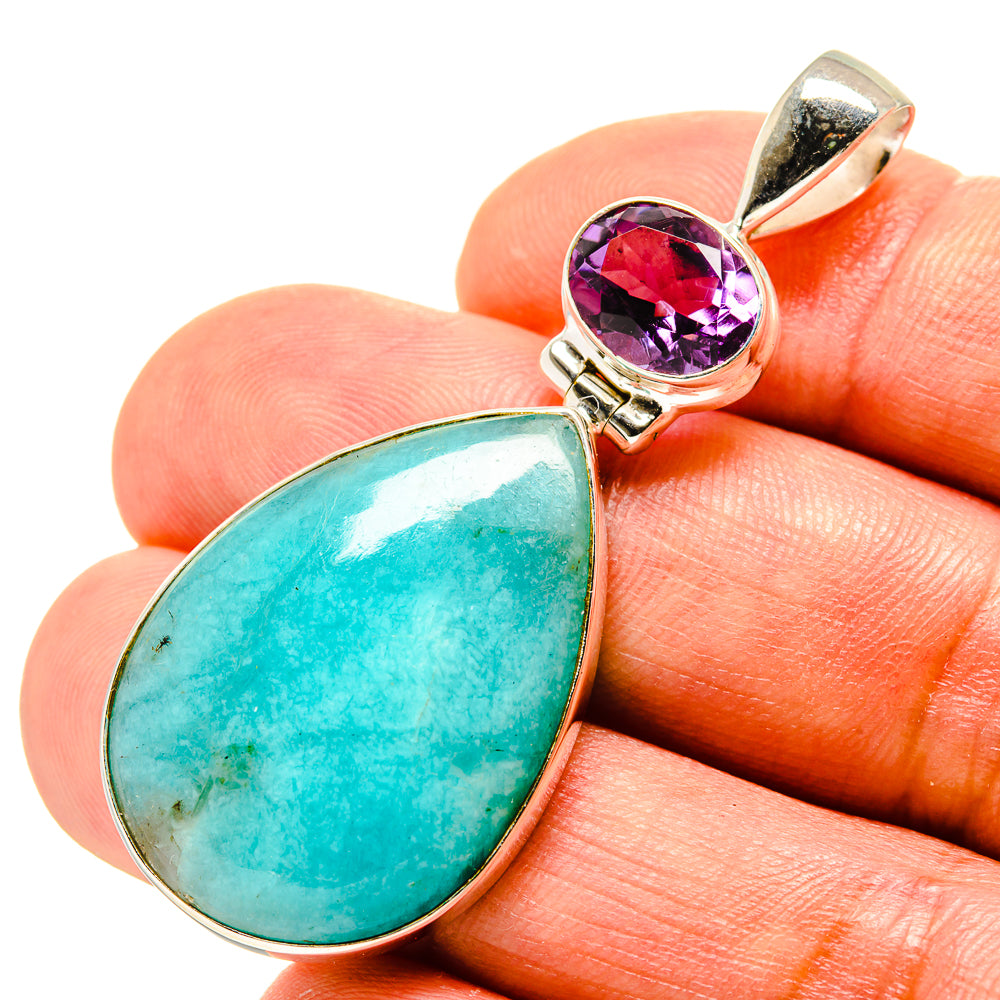 Peruvian Amazonite Pendants handcrafted by Ana Silver Co - PD758299