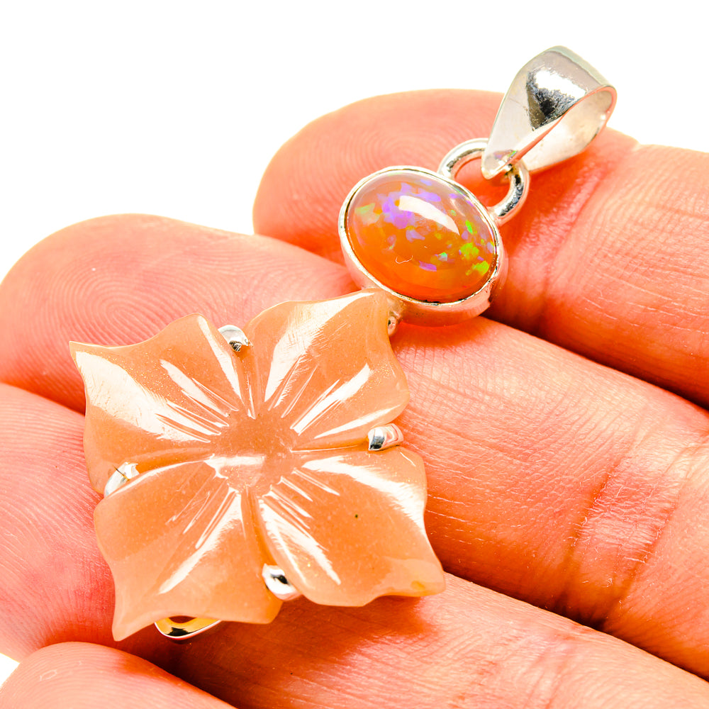 Peach Moonstone Pendants handcrafted by Ana Silver Co - PD758340