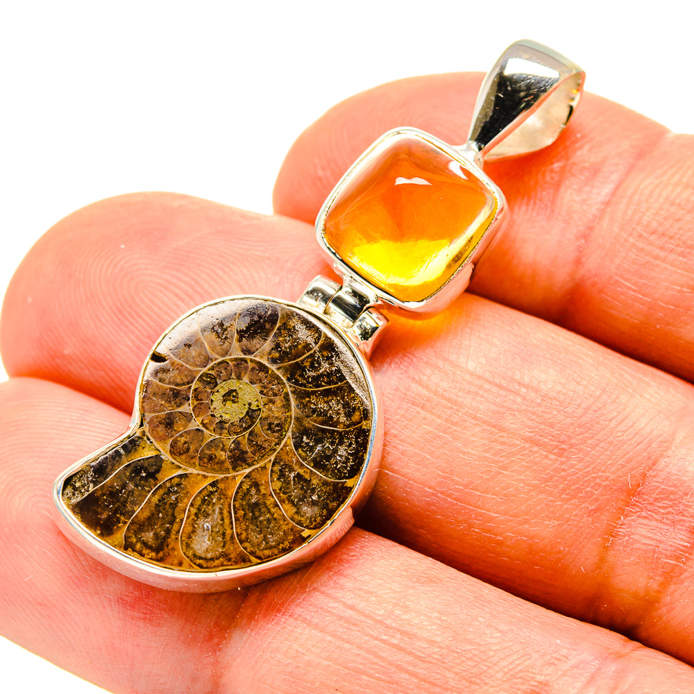 Ammonite Fossil Pendants handcrafted by Ana Silver Co - PD758354