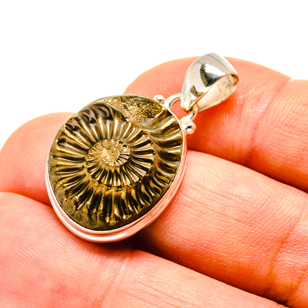 Pyrite Fossil Pendants handcrafted by Ana Silver Co - PD758399