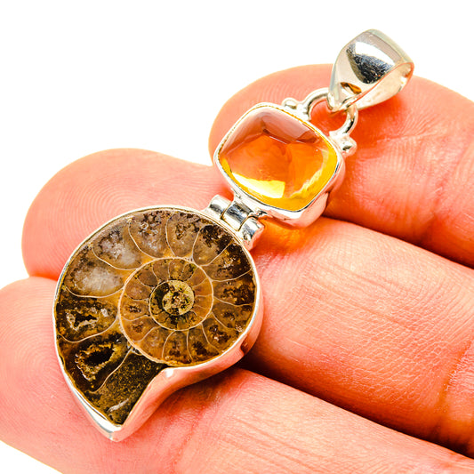 Ammonite Fossil Pendants handcrafted by Ana Silver Co - PD758438
