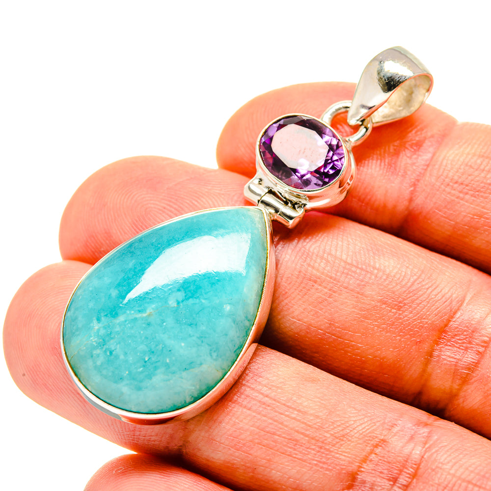Peruvian Amazonite Pendants handcrafted by Ana Silver Co - PD758451