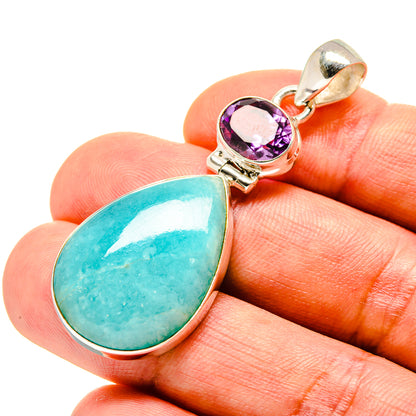 Peruvian Amazonite Pendants handcrafted by Ana Silver Co - PD758451