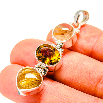 Rutilated Quartz Pendants handcrafted by Ana Silver Co - PD758493