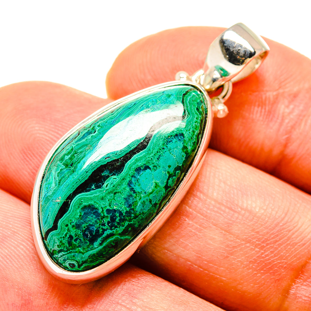 Malachite In Chrysocolla Pendants handcrafted by Ana Silver Co - PD758523