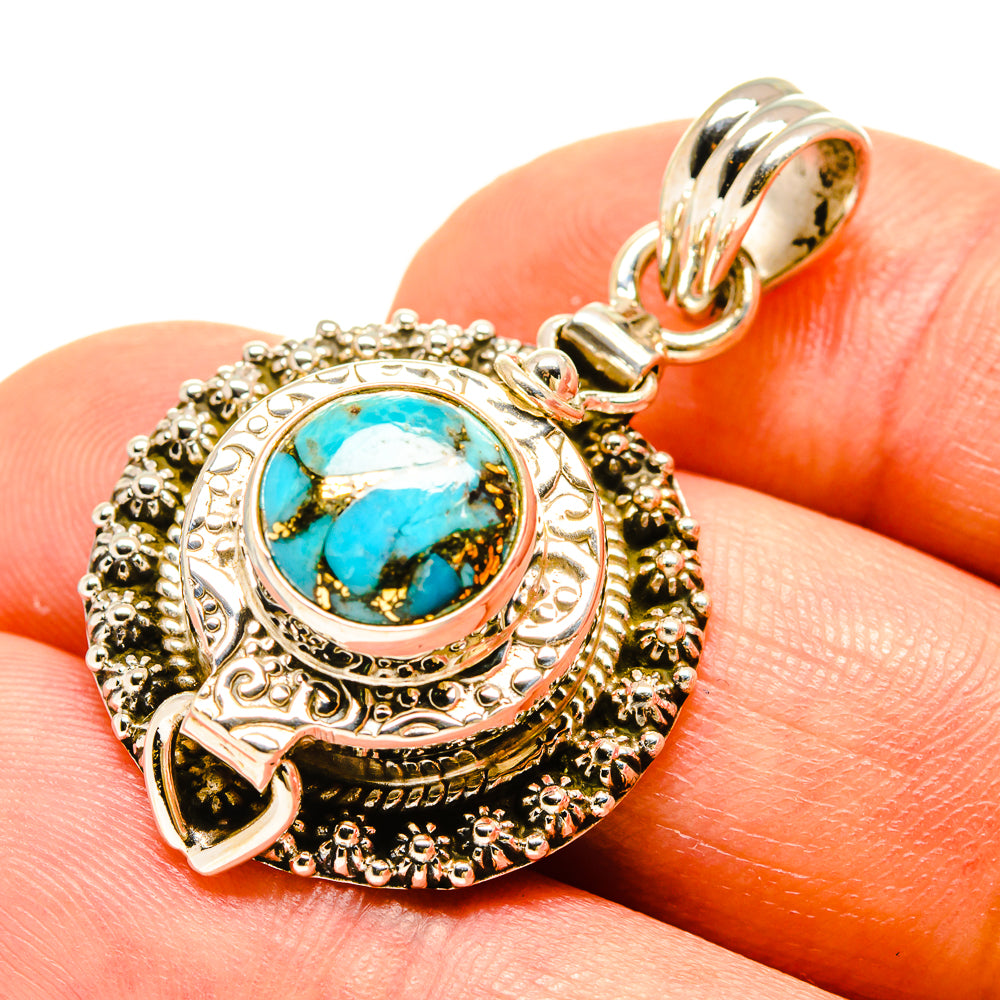 Blue Copper Composite Turquoise Pendants handcrafted by Ana Silver Co - PD758543