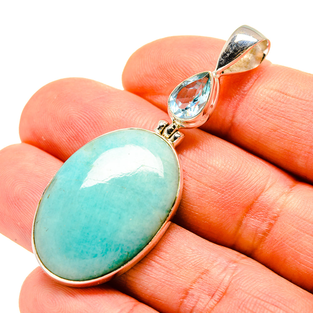 Peruvian Amazonite Pendants handcrafted by Ana Silver Co - PD758558