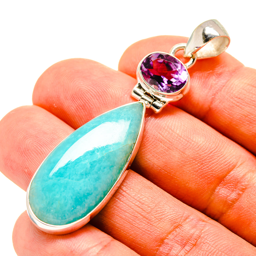 Peruvian Amazonite Pendants handcrafted by Ana Silver Co - PD758559