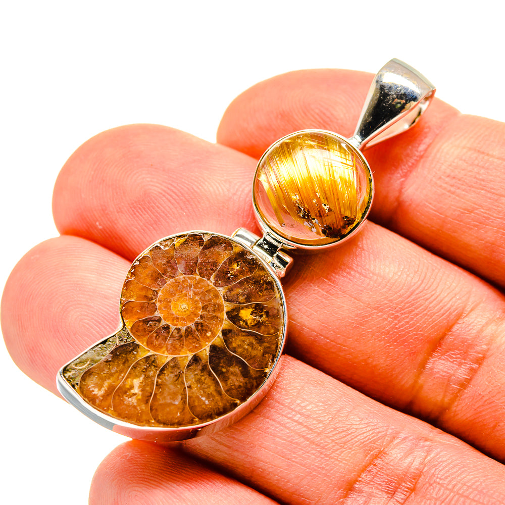 Ammonite Fossil Pendants handcrafted by Ana Silver Co - PD758563