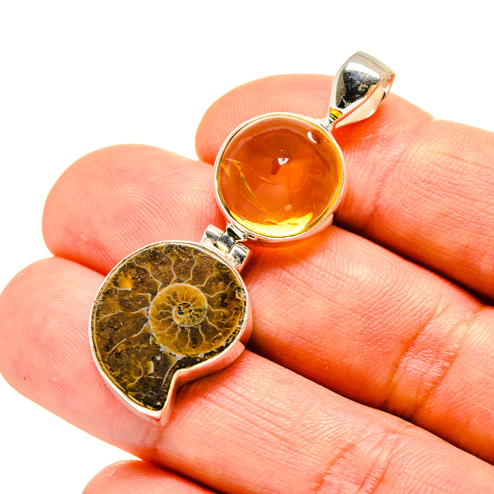Ammonite Fossil Pendants handcrafted by Ana Silver Co - PD758565
