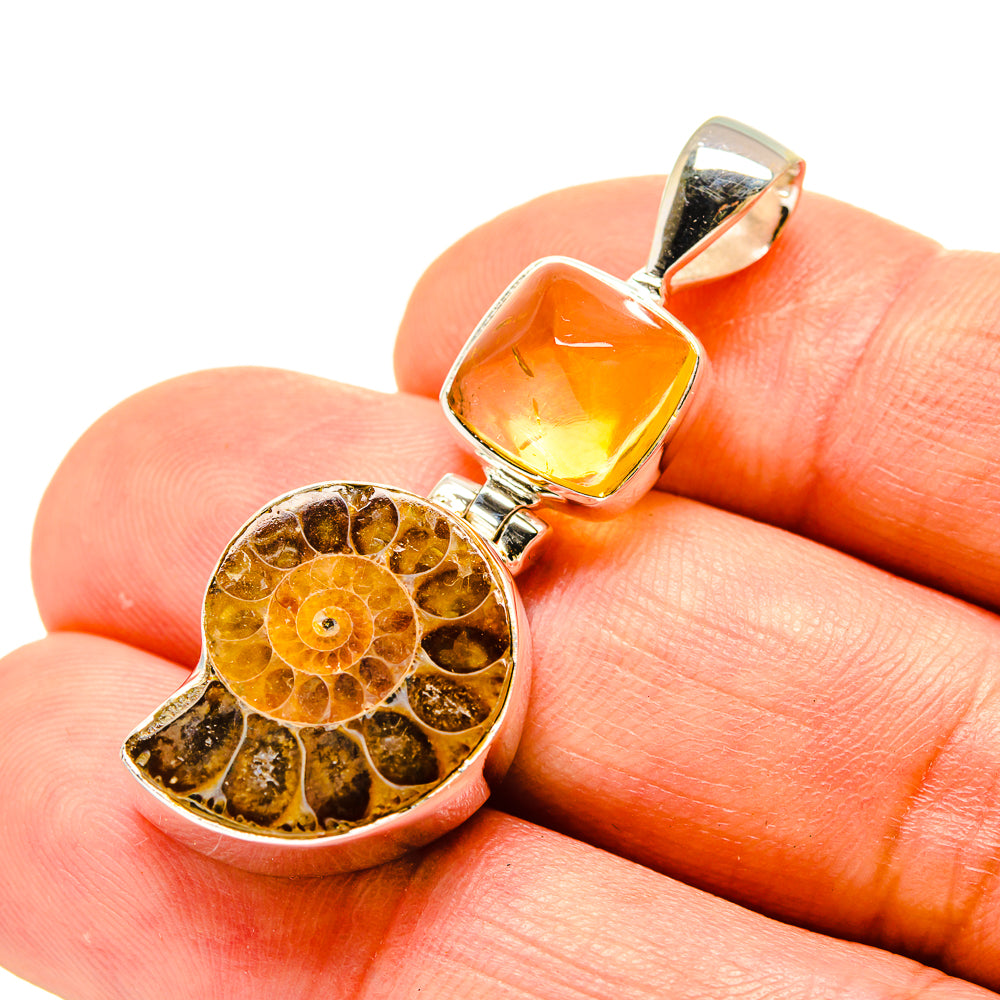 Ammonite Fossil Pendants handcrafted by Ana Silver Co - PD758592