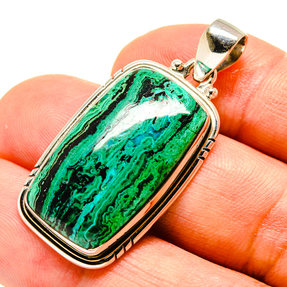 Malachite In Chrysocolla Pendants handcrafted by Ana Silver Co - PD758651