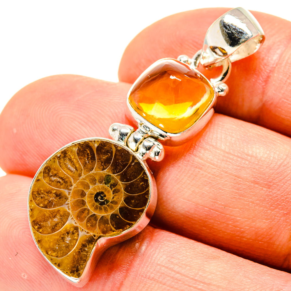 Ammonite Fossil Pendants handcrafted by Ana Silver Co - PD758698