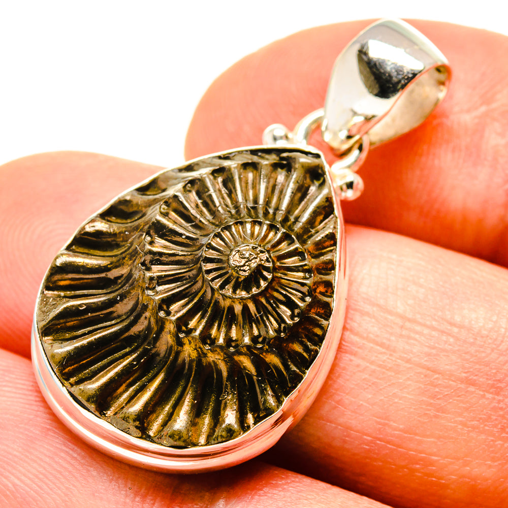 Pyrite Fossil Pendants handcrafted by Ana Silver Co - PD758726