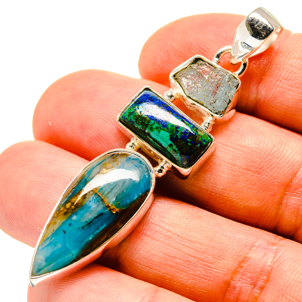 Peruvian Opal, Shattuckite, Aquamarine Pendants handcrafted by Ana Silver Co - PD758730